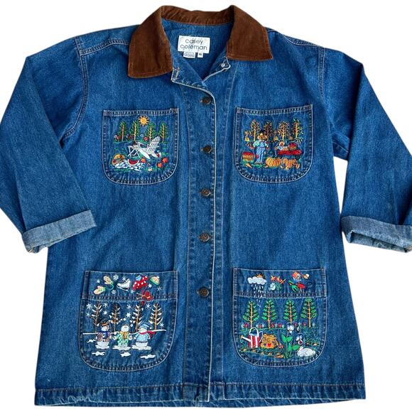 Casey Coleman 4 Seasons Denim 100% Cotton Shacket Chore Jacket Sz M/L - Picture 2 of 9